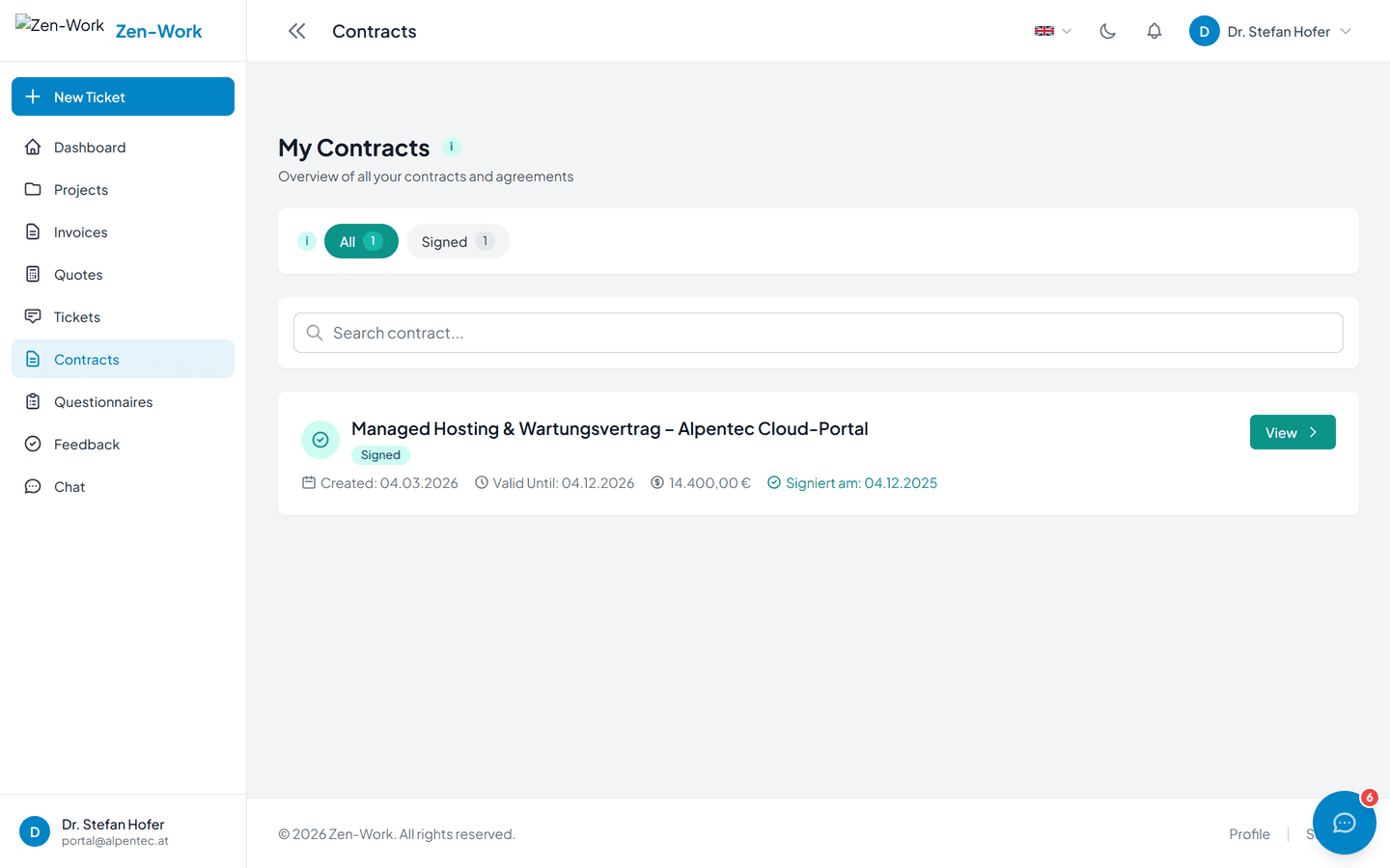 Visible in the client portal