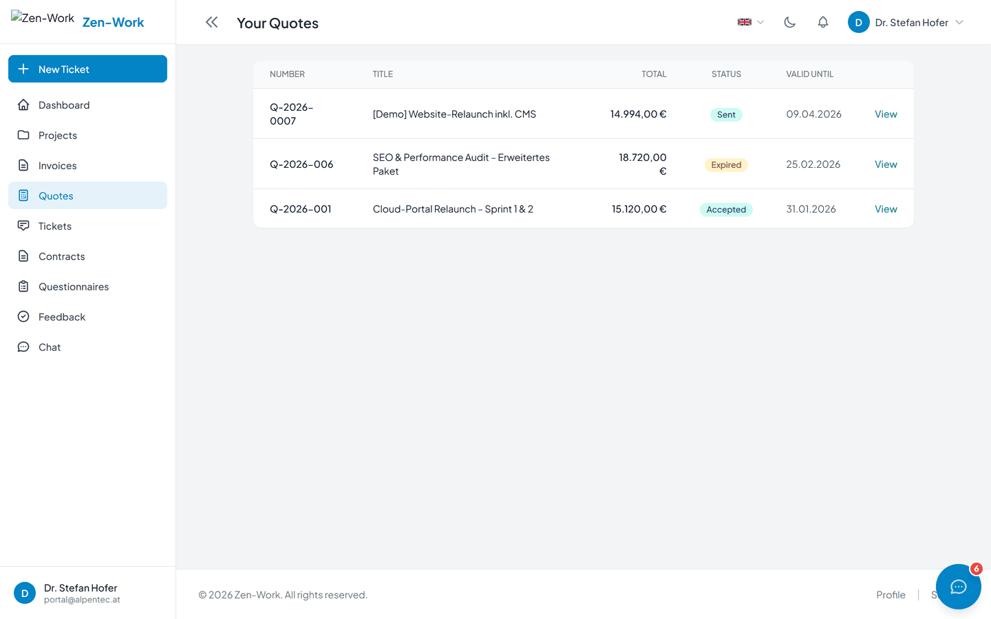 In the client portal