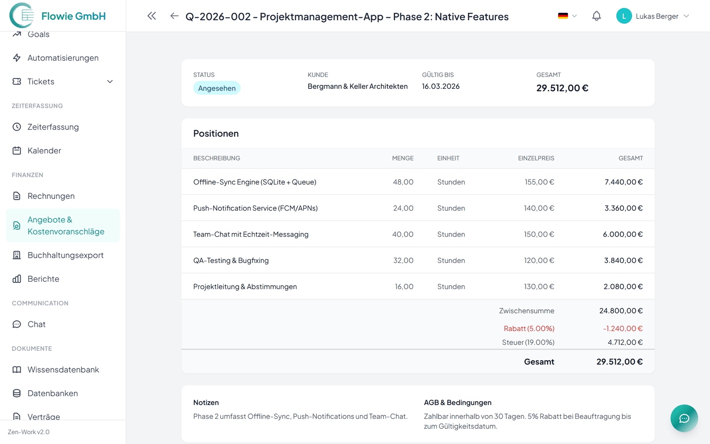 Vom Angebot zur Rechnung in Sekunden