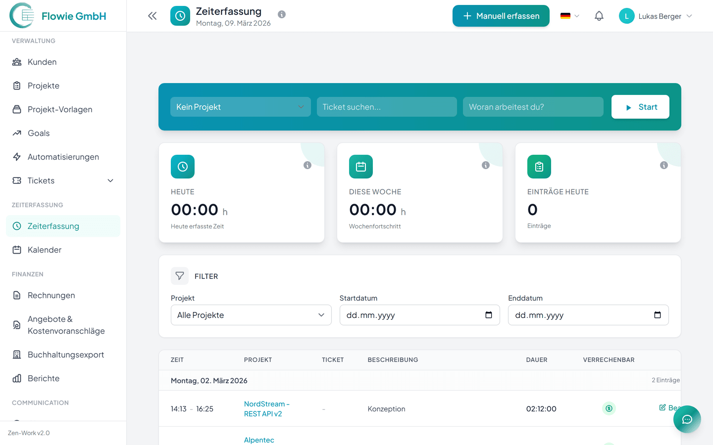 Zeiterfassung, die einfach funktioniert